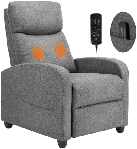 Sweetcrispy Massage Recliner Chair for Adults, Adjustable Home Theater Seating with Lumbar Support, Small Recliners for Small Spaces, Dark Grey