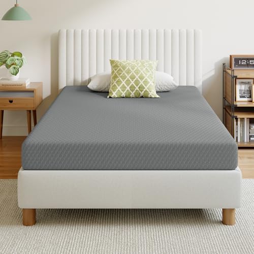 Novilla 8 Inch Twin Mattress, Cooling Memory Foam Mattress Twin Size for Quick Asleep & Pressure Relief, Twin Bed Mattresses with Thermally Balanced Foam Core for Enhanced Support & Breathability,grey