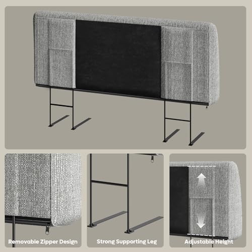 Upholstered Modern Headboard for Queen Size Bed, Height Adjustable and Ergonomic Headboard, Easy Assemble, Sturdy and Durable, Linen Finish, Grey