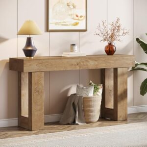 Tribesigns 63-Inch Long Console Table, Wooden Rectangular Sofa Table Behind The Couch, Farmhouse Entryway Table for Entrance, Hallway, Living Room (Natural)