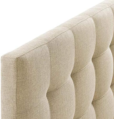 Modway Lily Tufted Linen Fabric Upholstered Queen Headboard in Beige