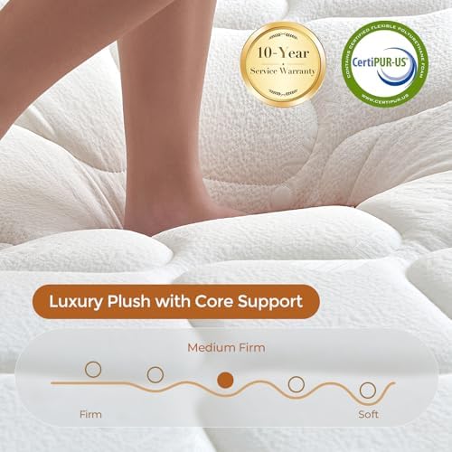 Twin Mattress 10 Inch Hybrid Memory Foam Individual Pocket Springs Twin Bed Mattress in a Box with Motion Isolation & Silent Sleep & Pressure Relief, Fiberglass-Free, Medium Firm, CertiPUR-US