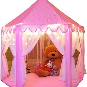 Monobeach Princess Tent Girls Large Playhouse Kids Castle Play Tent with Star Lights Toy for Children Indoor and Outdoor Games, 55'' x 53'' (DxH)