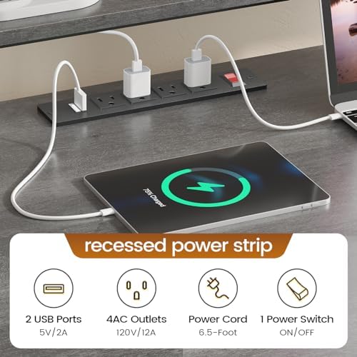 SEDETA L Shaped Desk, 66" Home Office Desk with Wood File Drawer & Power Outlet, Gaming Desk with Led Lights, Corner Computer Desk with Monitor Shelf, Printer Storage Shelves, Two Person Desk, Grey