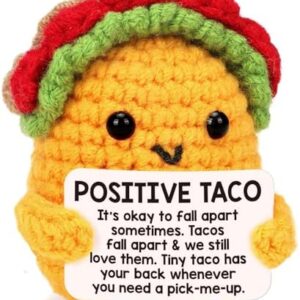 Positive Crochet Taco Birthday Gifts for Women Men Valentines Decor Easter Basket Stuffers Essentials Gift Kids Son Mom Dad Daughter Sister Friend Coworkers Self Care Emotional Inspirational Support