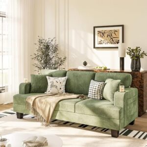 Homall Couches for Living Room, 83" Couch with Soft Deep Seats, Modern Sofa 3 Seater in Corduroy for Apartment, Bedroom (Olive Green)