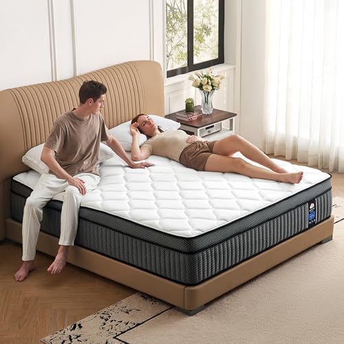 Twin Mattress 10 Inch Hybrid Memory Foam Individual Pocket Springs Twin Bed Mattress in a Box with Motion Isolation & Silent Sleep & Pressure Relief, Fiberglass-Free, Medium Firm, CertiPUR-US