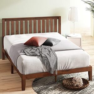 Zinus Vivek Wood Platform Bed Frame with Headboard, Solid Wood Foundation with Wood Slat Support, No Box Spring Needed, Easy Assembly, Queen