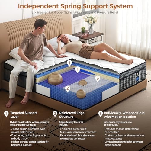 Twin Mattress 10 Inch Hybrid Memory Foam Individual Pocket Springs Twin Bed Mattress in a Box with Motion Isolation & Silent Sleep & Pressure Relief, Fiberglass-Free, Medium Firm, CertiPUR-US