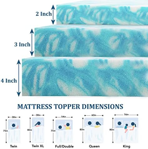 EGO Topper 3 Inch Queen Memory Foam Mattress Topper, Gel Foam Mattress Topper for Pressure Relief, Ventilated Design Bed Topper in a Box, CertiPUR-US Certified, 60"×80", Medium