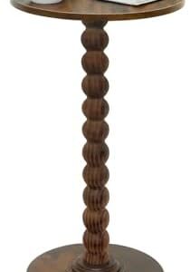 Round Side Table, Small Drink Table for Small Spaces, Modern Accent Nightstand with Solid Wood Leg for Living Room, Bedroom, Corners, and Office (Rustic Brown)