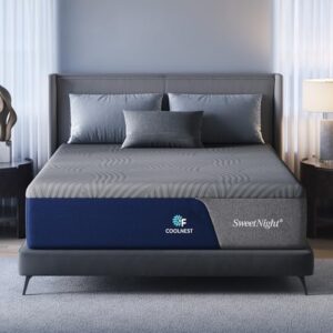 Sweetnight CoolNest 14 Inch King Size Mattress, Cooling King Memory Foam Mattress for Cool Night Sleep, 5-Zone Ergo Support for Pressure Relief, Medium, CertiPUR-US Certified