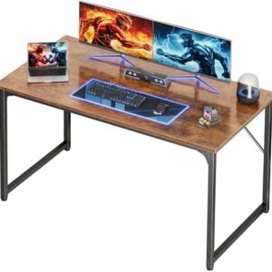 PRAISUN 47 X 24 Inch Computer Desk with Deeper Desktop, Gaming Office Writing Work Desk for Home Office, Study, Bedroom, Work from Home, Metal Frame, Rustic Brown