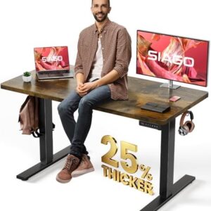 SIAGO Electric Standing Desk Adjustable - 48 x 24 Inch Sit Stand up Desk with Cable Management - 3 Memory Preset Adjustable Height Table