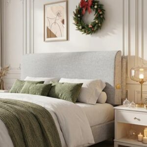 Upholstered Twin Headboard, No Tools Needed, Wall Mounted Headboard with Removeable Washable Linen, Multi-Functional Backrest (Grey)