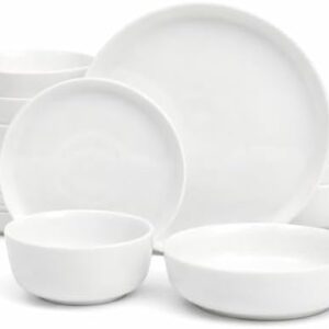 Gibson Home Oslo Dinnerware Set for 4, 16-Piece White Porcelain Plates and Bowls — Ceramic Dish Set | Microwave & Dishwasher Safe
