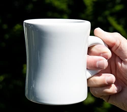 Culver 10-Ounce Ceramic Retro Diner Style Heavyweight Restaurant Mug, Two-finger C-handle (White, 4)
