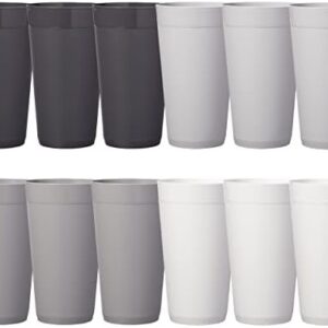 US Acrylic Newport 20 ounce Unbreakable Plastic Stackable Water Tumblers in Grey Stone | Set of 12 Drinking Cups | Reusable, BPA-free, Made in the USA, Top-rack Dishwasher and Microwave Safe | Unbreakable, Stackable, Drinking Cups, Reusable, BPA-free, Made in the USA