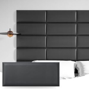 Art3d Peel and Stick Black King Headboard, 12-Pack Upholstered Headboard for Queen, Full-Size Bed, Padded Wall Panel