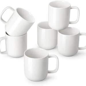 vancasso Porcelain Coffee Mugs Set, 12 oz Ceramic Coffee Cups for Latte Hot Tea Cappuccino Cocoa Milk Cups Set of 6, Dishwasher & Microwave Safe, White