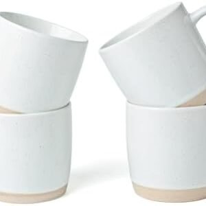 famiware Coffee Mugs for 4, 13 oz Mug Set, Dringking Cup with Handle for Coffee, Tea, Cocoa, Milk, Milkyway serise, White