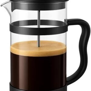 Utopia Kitchen Borosilicate Glass French Press Coffee Maker 34 Oz, Heat-Resistant Cafetiere & Tea Maker, Thickened Glass Coffee Press for Travel and Camping, Black
