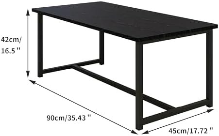 35.4" Rectangular Coffee Table for Living Room, Modern Industrial Style Coffee Table Center Table with Metal Frame for Small Space, Apartment, Office, Easy Assembly, Black