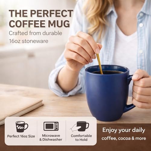 AmorArc 16oz Coffee Mugs Set of 6, Large Ceramic Coffee Mugs for Man, Woman, Dad, Mom, Modern Coffee Mugs Set with handle for Tea/Latte/Cappuccino/Milk/Cocoa. Dishwasher&Microwave Safe, Multi