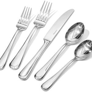 KINGSTONE 40 Pieces Silverware Set for 8, Premium Stainless Steel Flatware Set, Heavy Duty and Modern Design Cutlery Set, Mirror Polished, Dishwasher Safe