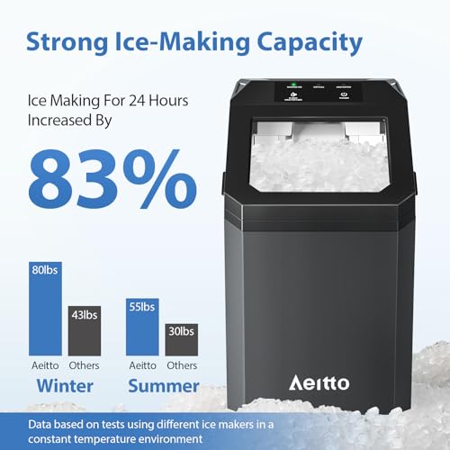 Nugget Ice Maker Countertop, 55 lbs/Day, Rapid Ice Release in 5 Mins, Self-Cleaning Chewable Ice Machine with Stainless Steel Housing for Home Kitchen, Black