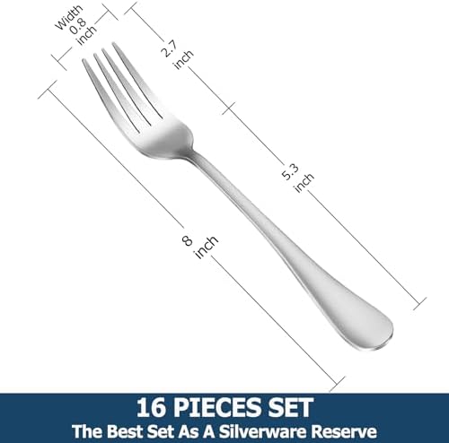 Dinner Forks,Set of 16 Top Food Grade Stainless Steel Silverware Forks,Table Forks,Flatware Forks,8 Inches,Mirror Finish & Dishwasher Safe,Use for Home,Kitchen or Restaurant