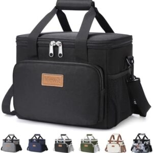 Lifewit Medium Lunch Bag, Insulated Lunch Box, Soft Cooler Cooling Tote for Adult Men Women, Black 12-Can (9L)