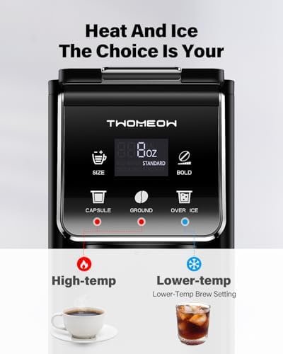 Coffee Maker Hot & Iced With Bold Setting,Single Serve Coffee Maker For K Cup And Grounds,52 Oz Removable Water Tank,6-14 Oz Brew Sizes,One Cup Kcup Coffee Machine With Reusable Filter,(Black)