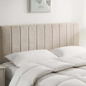 Nestl Upholstered Queen Headboard - Easy Assemble Channel Stitched Headboard Queen Size - Wall Mounted Headboards with 3D Soundproof Wall Panels Peel & Stick Floating Headboards, Beige