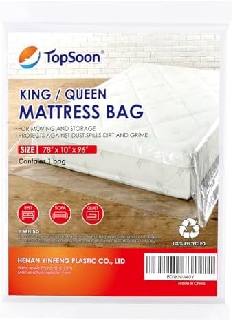 TopSoon Mattress Bag for Storage Mattress Disposal Bag King/Queen Size Clear