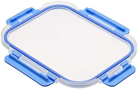 Amazon Basics Glass Food Storage Containers, Leak Proof, Oven Safe, Easy to Clean, Stain Resistant, Set of 7, 14 Pieces Including Lids, BPA-Free, Clear with Blue Silicone Ring