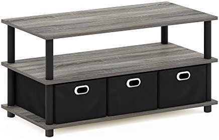 FURINNO Turn-N-Tube Coffee Table, 31.22D x 15.5W x 15.8H in, French Oak Grey/Black/Black