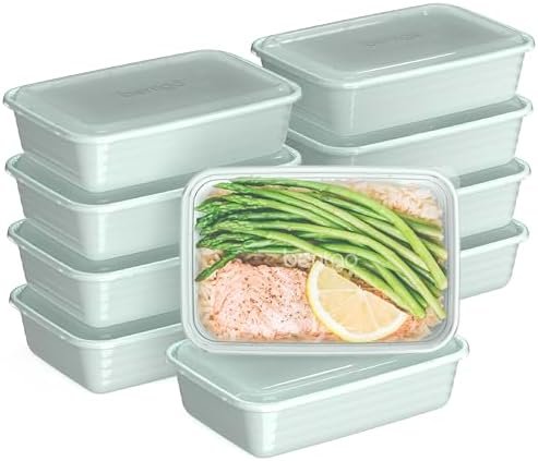 Bentgo Prep - 20-Piece 1-Compartment Reusable Meal Prep Containers with Lids, PFAS & BPA Free Materials, Durable, Microwave, Freezer, & Dishwasher Safe To Go Food Storage (Mint)