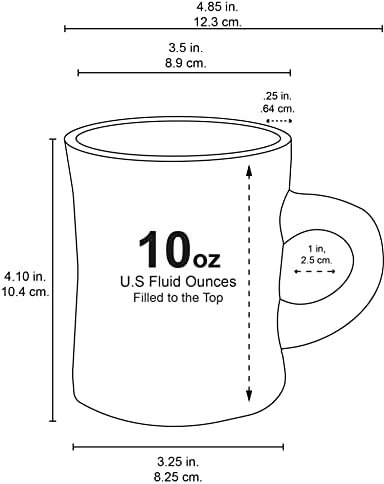 Culver 10-Ounce Ceramic Retro Diner Style Heavyweight Restaurant Mug, Two-finger C-handle (White, 4)