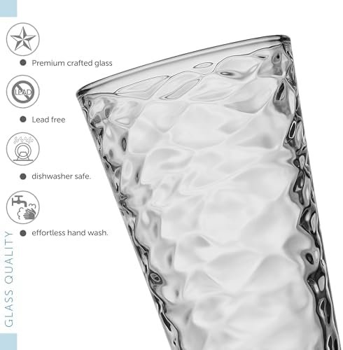 Biscayne 18-Piece Family Drinking Glasses Set - Drinking Glassware Set with Highball Cooler, DOF (Double Old Fashioned), and Juice Glasses - 6 Each