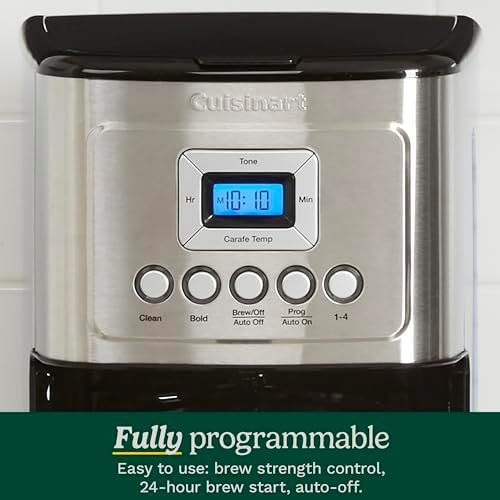 Cuisinart 14-Cup Coffee Maker, Programmable PerfecTemp Glass Carafe Coffee Machine with 1-4 Cup Setting, Brew Strength Control and Pause, Stainless Steel, DCC-3200NAS
