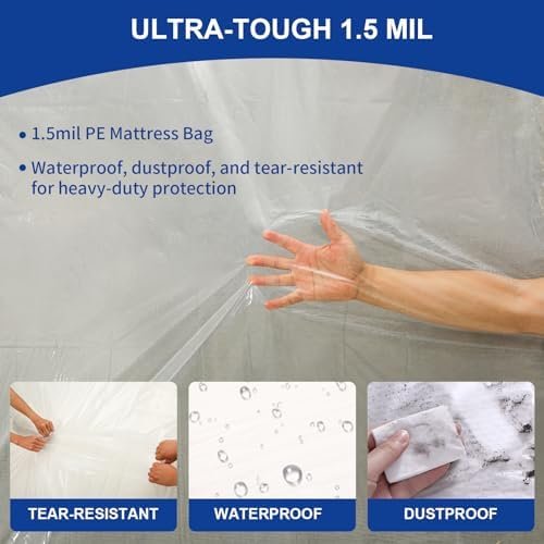 TopSoon Mattress Bag for Storage Mattress Disposal Bag King/Queen Size Clear