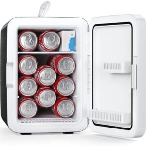 Antarctic Star Compact Mini Fridge, 10L Portable Small Refrigerator, 2.6 Gal Mini Fridge with AC/DC Adapters, Small Cosmetics Cooler for Beverage, Food, Makeup, Bedroom, Office, Dorm, Black