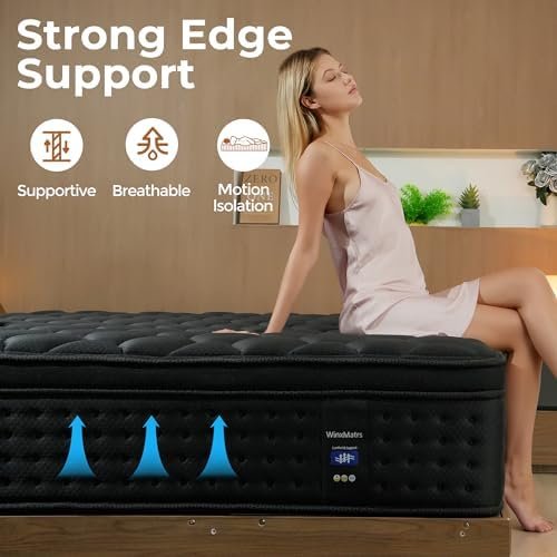 Queen Mattress, 12 Inch Hybrid Mattress in a Box, Memory Foam and Pocket Spring for Motion Isolation, Comfortable Medium Firm, Edge Support