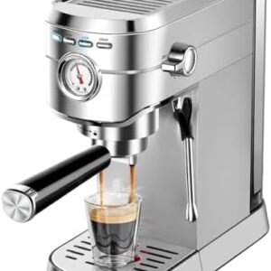 CASABREWS CM5418 Espresso Machine 20 Bar, Compact Espresso Maker with Steam Milk Frother, Stainless Steel Coffee Machine with 34oz Removable Water Tank for Cappuccino, Small Latte Machine, Silver