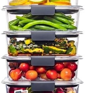 Rubbermaid Brilliance Tritan Plastic Food Storage Containers BPA Free Airtight Lids Ideal for Lunch Meal Prep & Leftovers Set of 5 (3.2 Cup)