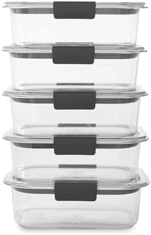 Rubbermaid Brilliance Tritan Plastic Food Storage Containers BPA Free Airtight Lids Ideal for Lunch Meal Prep & Leftovers Set of 5 (3.2 Cup)