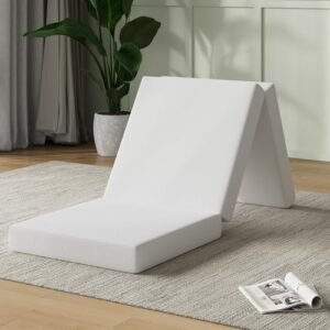 Novilla Foldable Mattress, Single Size Comfort Foam Trifold Mattress with Cloud Design Cover, 4 Inch Folding Mattress for Back Pain Relief, Suitable for Camping, RV Travel, 75"x25"x4"