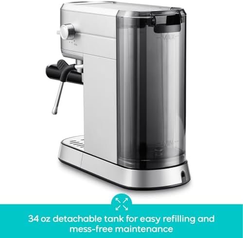 CASABREWS CM5418 Espresso Machine 20 Bar, Compact Espresso Maker with Steam Milk Frother, Stainless Steel Coffee Machine with 34oz Removable Water Tank for Cappuccino, Small Latte Machine, Silver