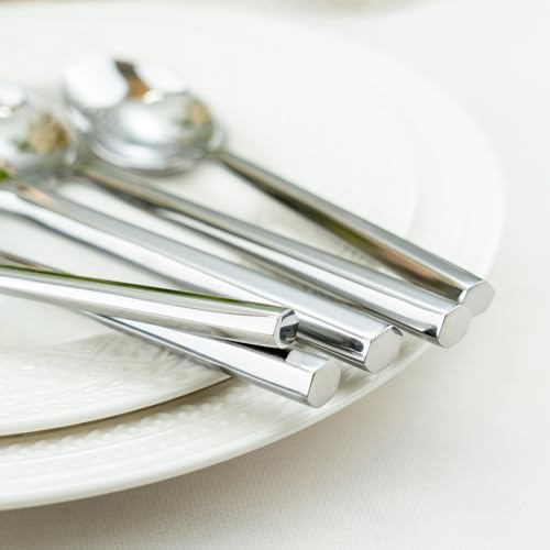 Alata Hexagon 40-Piece Forged Silverware Set Stainless Steel Flatware Set Cutlery Set,Service for 8,Mirror Finish,Dishwasher Safe